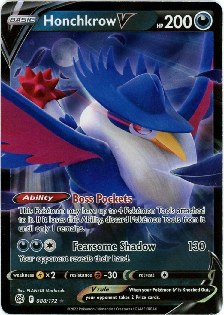 Honchkrow V Holo 88/172 Brilliant Stars Single Pokémon Card