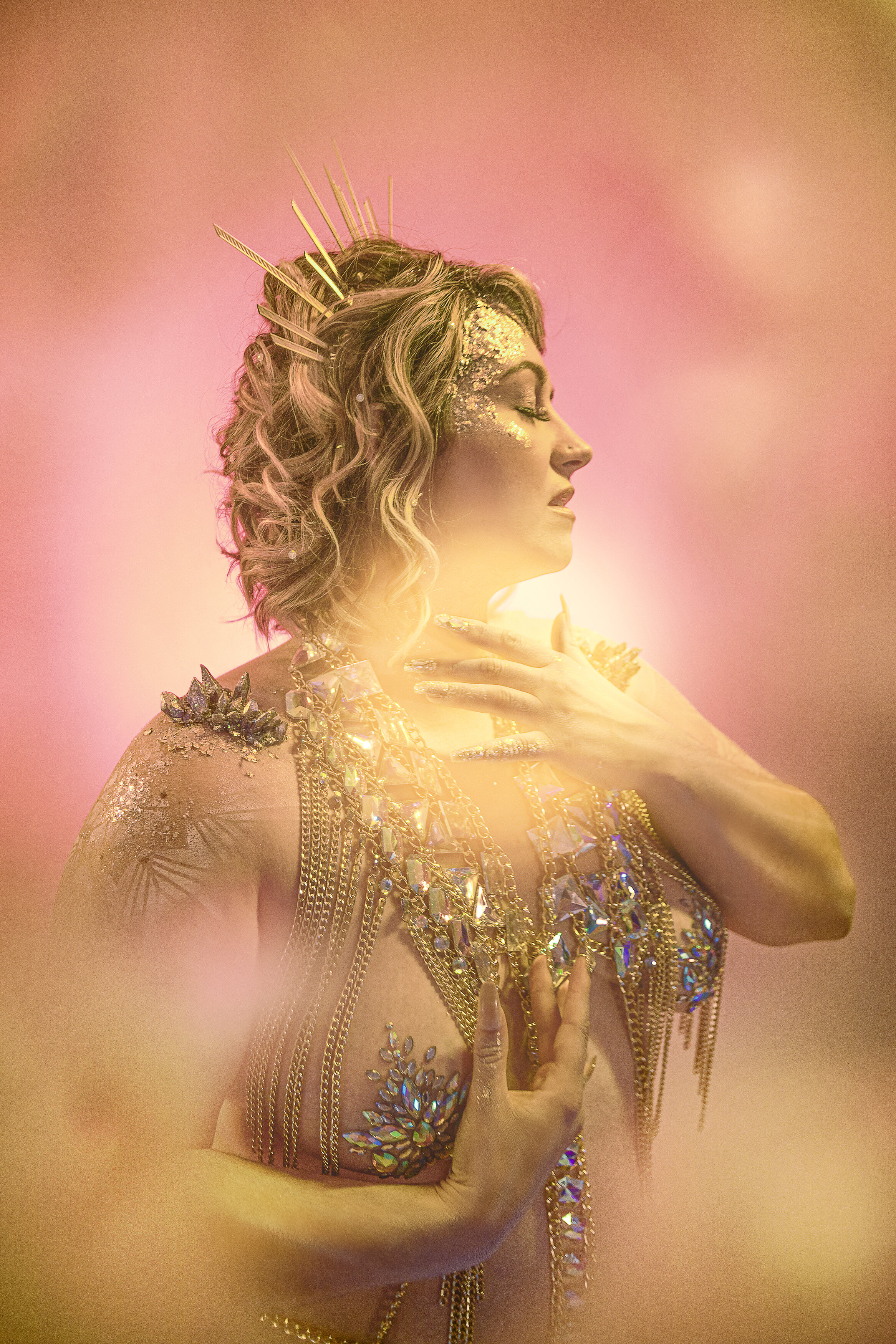 lightwork woman with sun energy fantasy portrait studio edmonton
