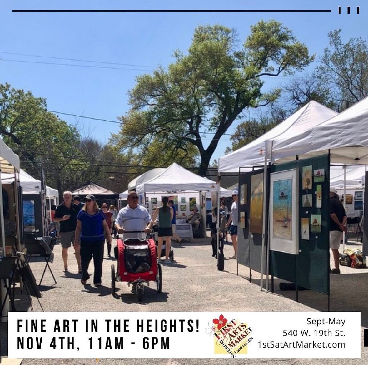 The First Saturday Arts Market is this weekend! It&rsquo;s looking like the weather will be perfect and I&rsquo;ll have a few new pieces with me, so mark your calendars! ☀️☀️

Saturday, Nov 4th from 11a-6p
540 W. 19th St. Houston TX. 77008
1stSatArtM