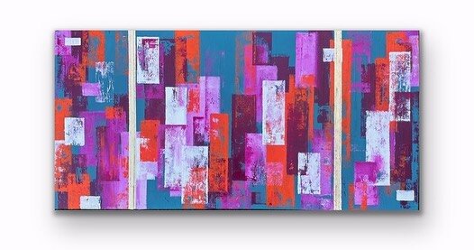 &ldquo;Choose A Side&rdquo; - 24&rdquo; x 48&rdquo; acrylic on canvas with plastic packing straps wrapped in gold leaf. Scroll for closeups and to visualize what this could look like in your space! 
. 
.
.
#shoplocalhouston #artwork #abstractart #art
