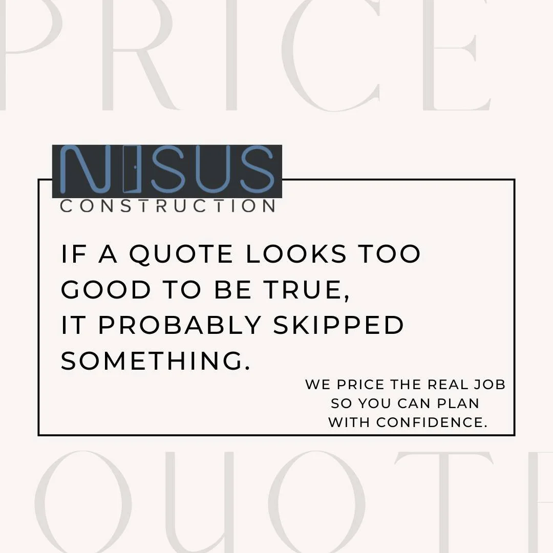 If a quote looks too good to be true, it probably skipped something.

Cleanup, disposal, permits, or future callbacks don&rsquo;t disappear. They just show up later.
We price the real job so you can plan with confidence.

CSLB: 1084882
#TransparentPr