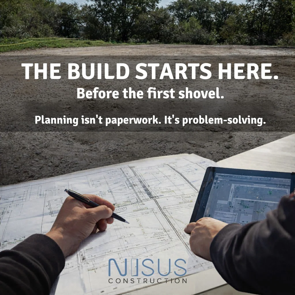 A good build starts long before the first shovel hits the ground.
Planning isn&rsquo;t paperwork, it&rsquo;s problem-solving early.

We work through details upfront so you&rsquo;re not paying for them later.
Because &ldquo;we&rsquo;ll figure it out o