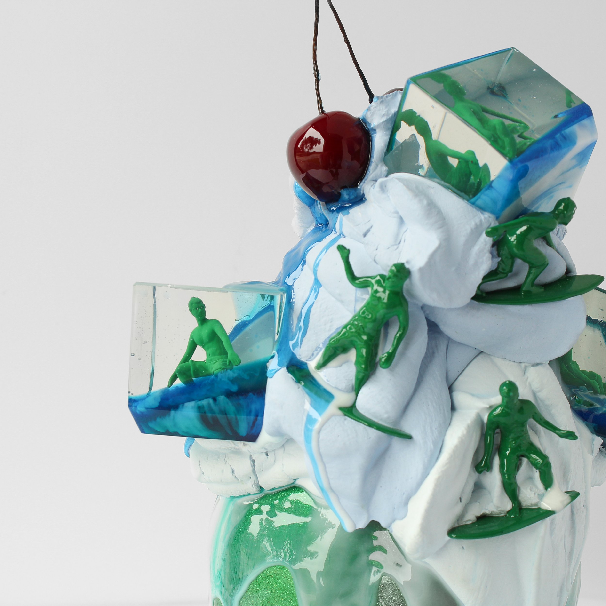 Water Nomad-10x 10x 13in -casted hydrocal cement, pigmented hydrocal cement, resin, polyurethane resin, resin, automotive paint, metal flake-detachable carrara marble base-$3,200 -2023 - “Wheres Your Head At” livibon release--19.jpg