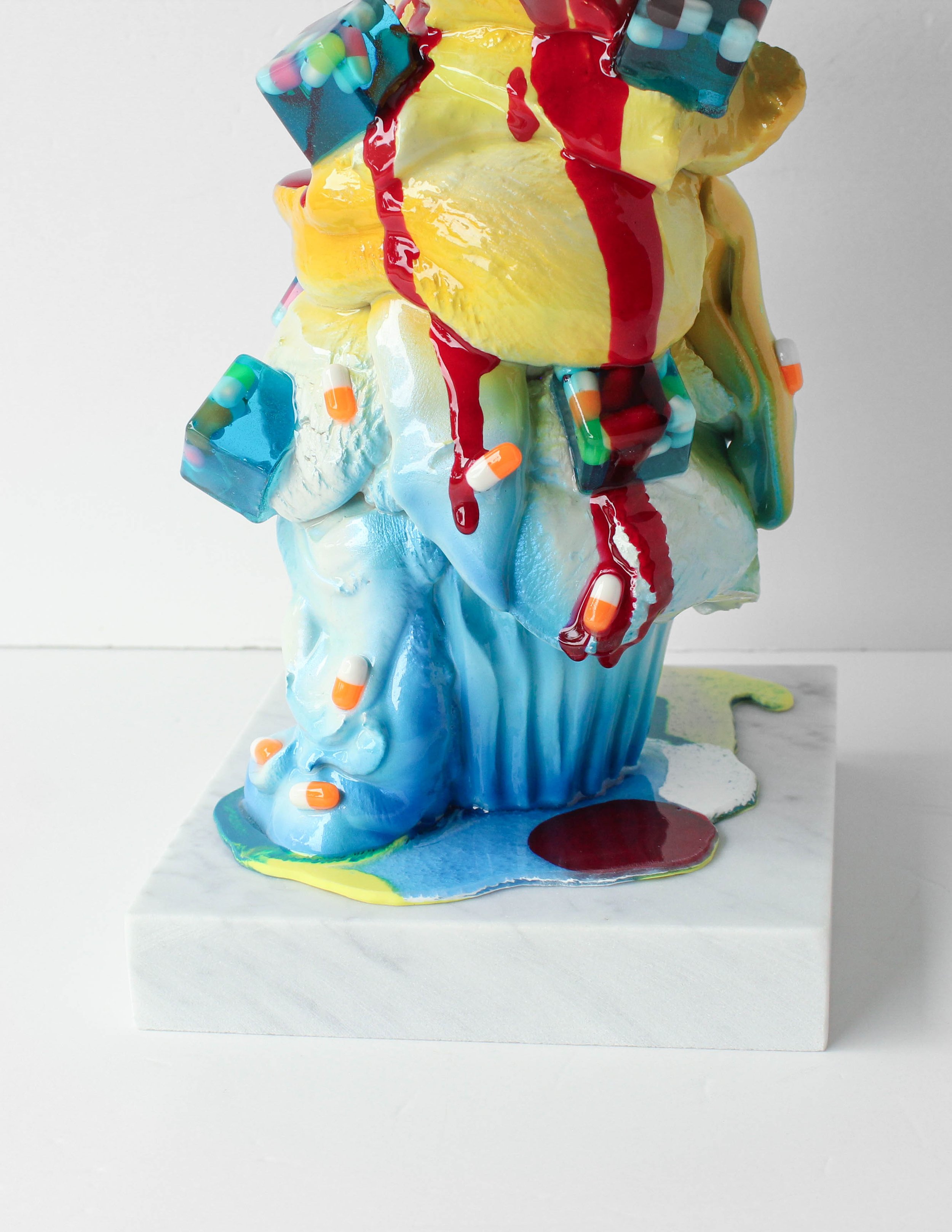 Cupcake Chill Pill Torched (details)-14x 6x6in -Hydrocal, resin, automotive paint, pearlescents-$1,200--2.jpg