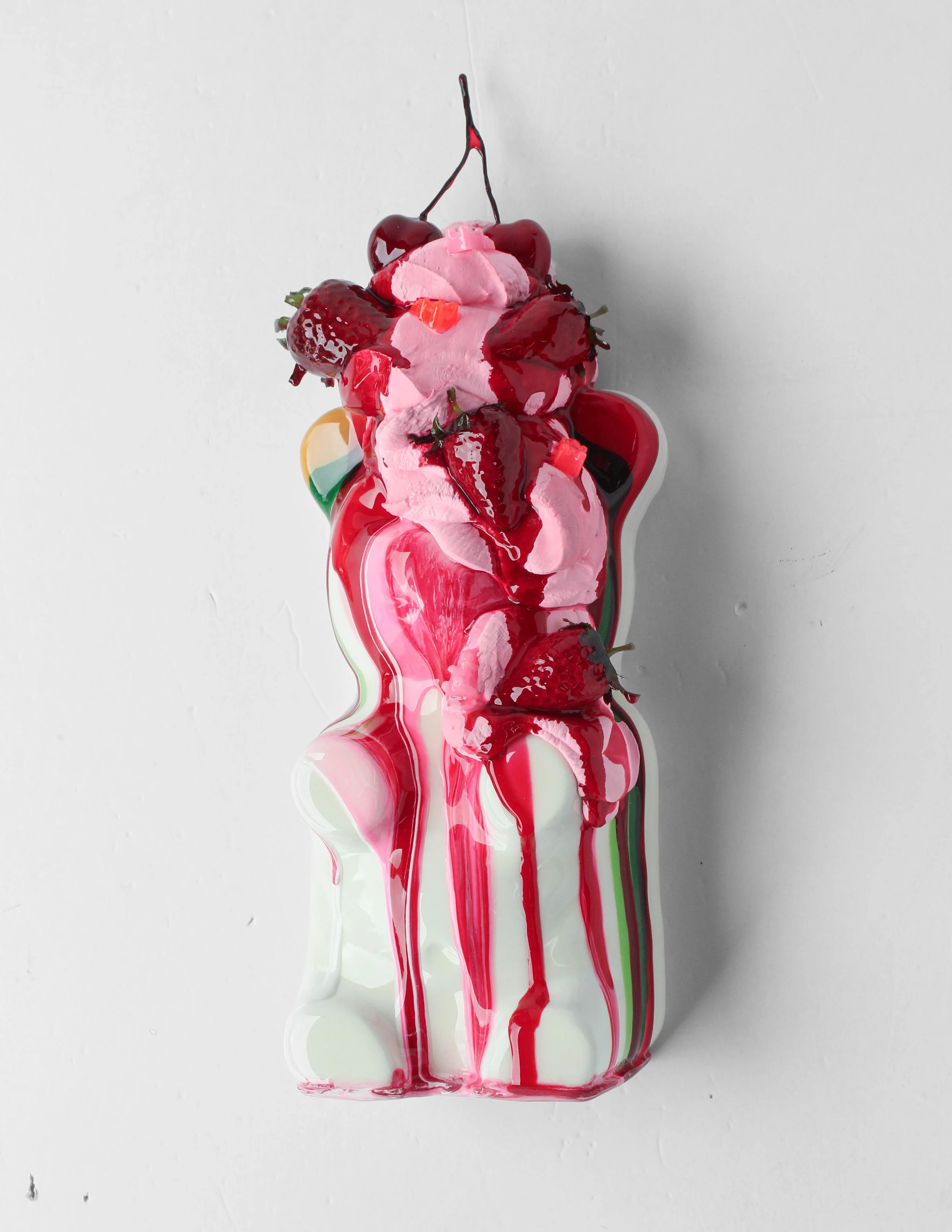 Strawberries and Cream Creampie-14x 6x6in -Hydrocal, resin, pigmented cement -$1,600-.jpg