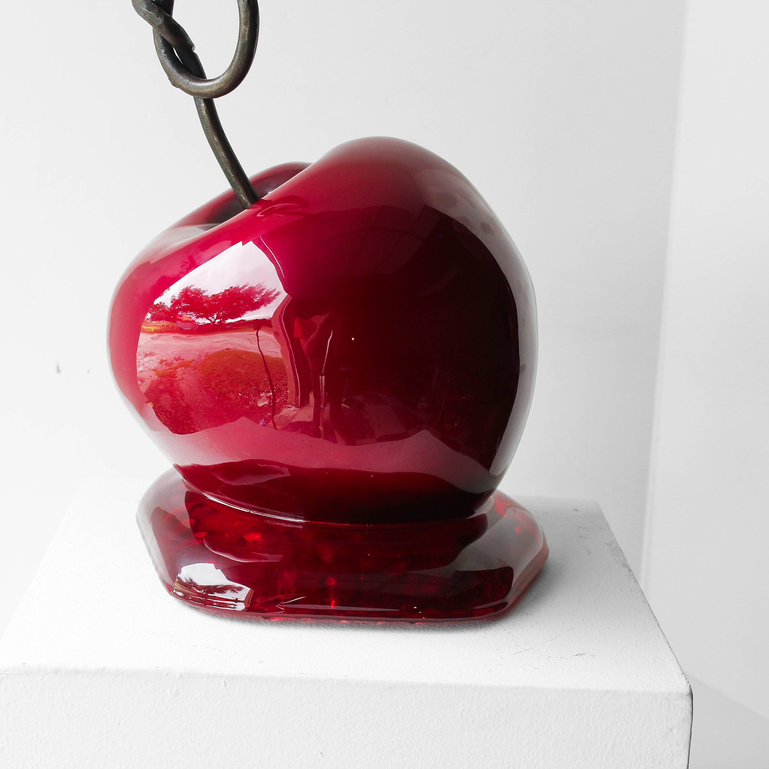 Good Kisser Comp 14#-10 x 10in x 18in-Automotive paint, foam, plaster, resin forged steel on a cherry wooden base -$3,400--13.jpg
