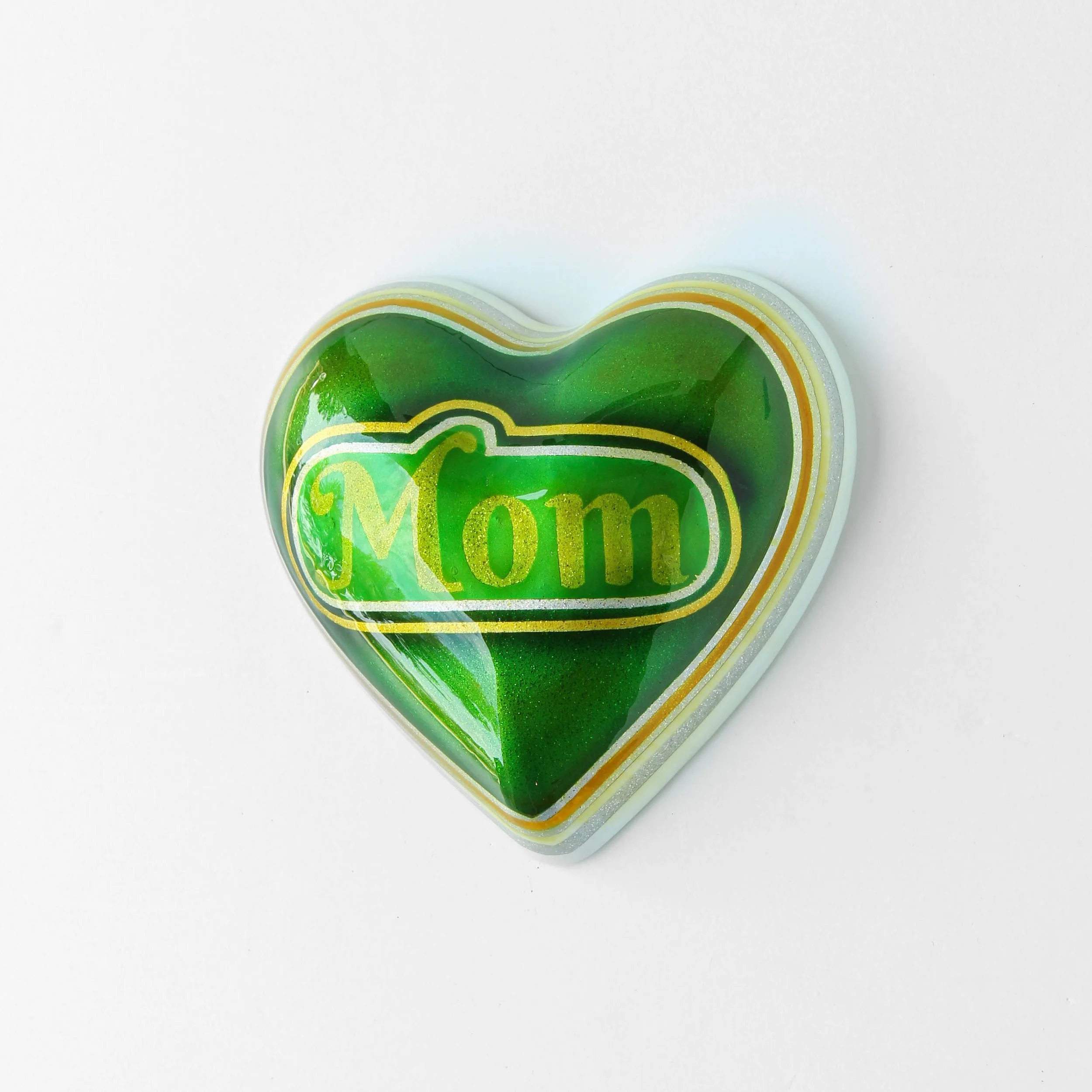 Mom Heart in Green-7x7x3in-Hydrocal, Kandy paint, automotive finishes, resin-Wall hanging piece-$675-.jpg
