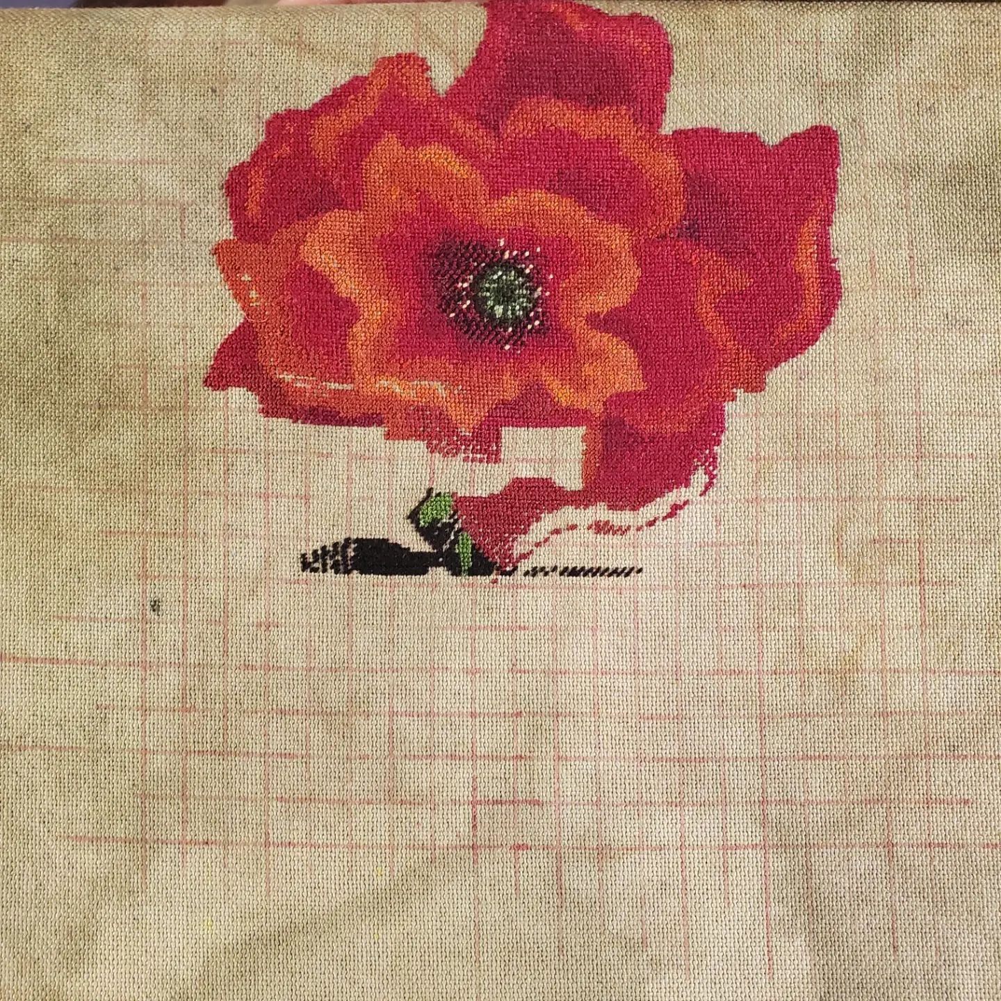 Firat 2000 stitches in on Catalina artwork by Maxine Gadd.

I am TRYING to finish this flower but of course got distracted by the fact i could be working on her hair then getting an eye worked on.
Why is it so hard to stay focuses?

#maxinegaddsmay 
