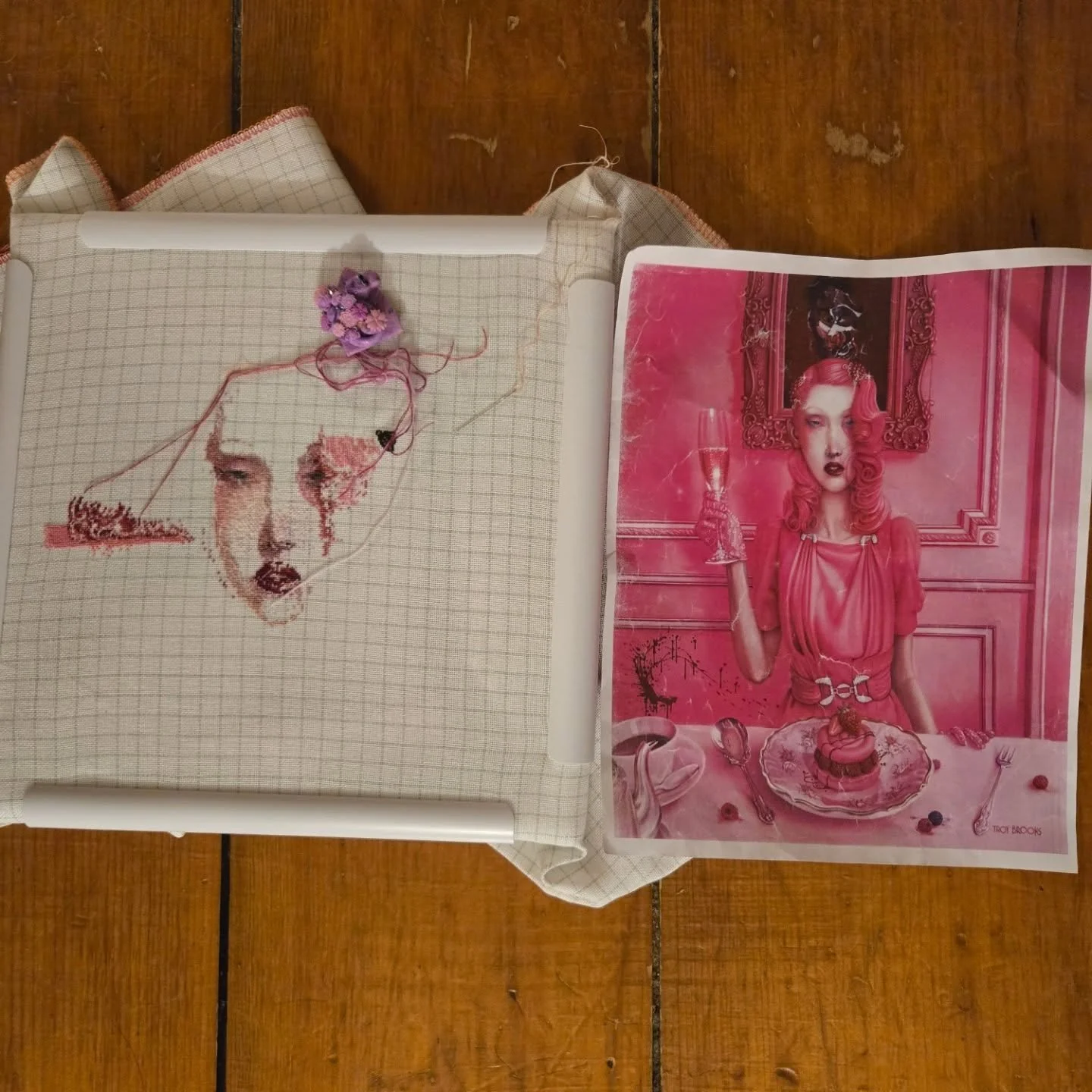 Day 1 of #wowvember 😍

Dear Francis artwork by @officialtroybrooks
About alllll the DMC shades of pink in this one.

Love Love Love 💗💓💕

#fullcoveragefanatics 
#pink 
#fullcoverage 
#asktheartist 
#crossstitch