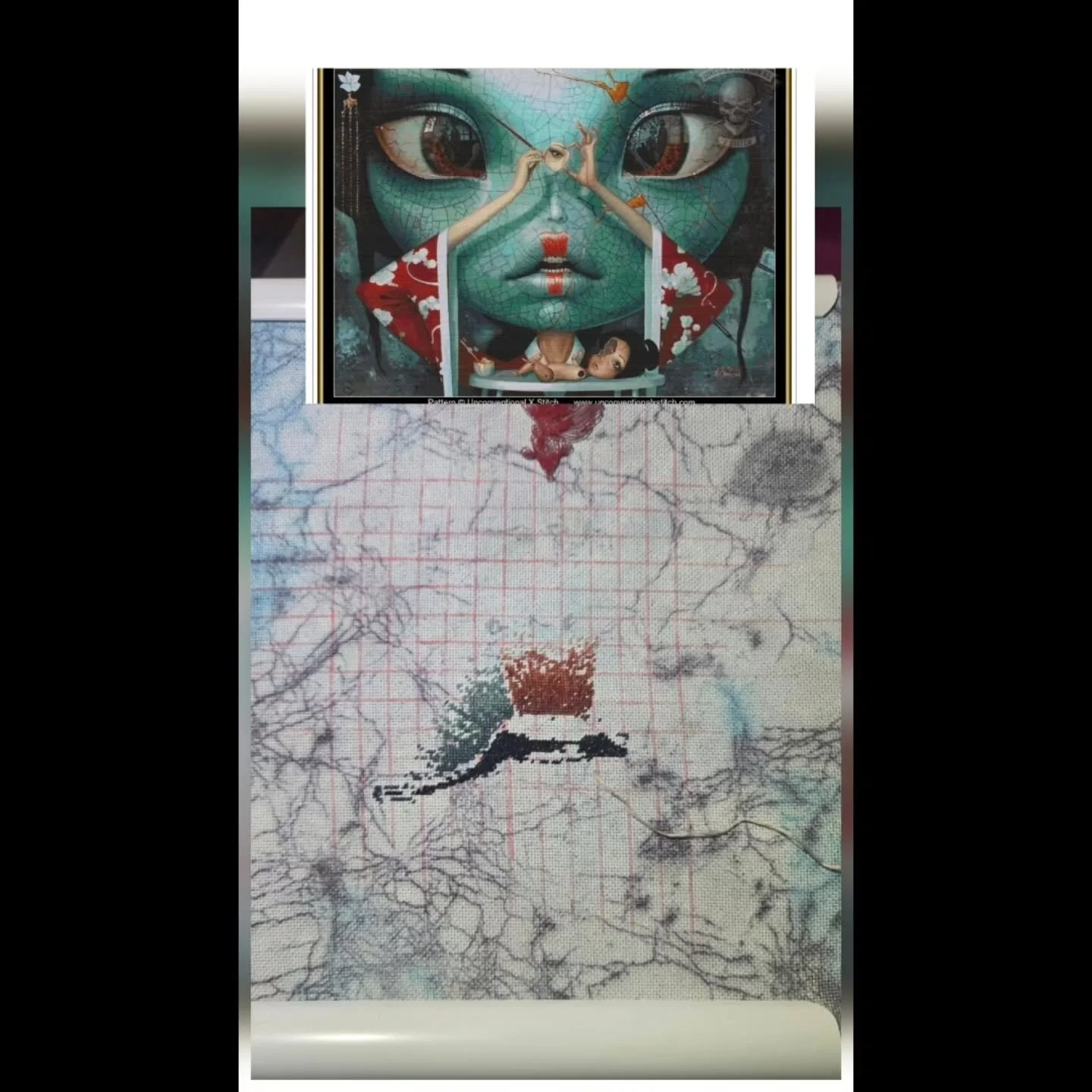 February is UXS28!!! I have so many @unconventionalxstitch  wips, hopefully i can work on all of them.

Starting with Golden Path artwork by Adrian Borda.

#uxs28
#fullcoveragefanatics 
#notbordathissal