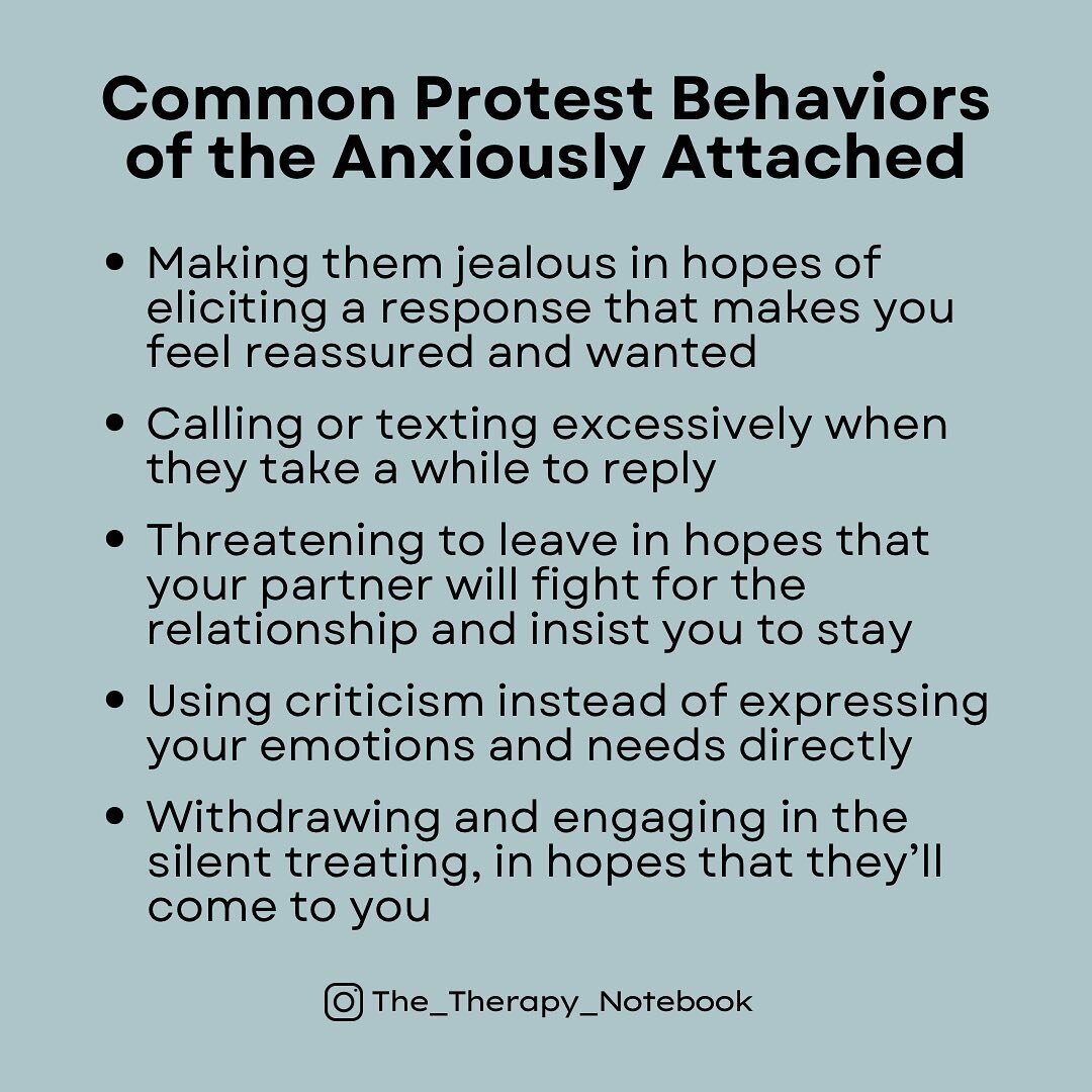 Protest behaviors are an attempt at feeling loved and reassured, but going about it in a way that is maladaptive to the relationship. This means that long term (and even short term) it does more harm than good.

Protest behaviors happen when your anx