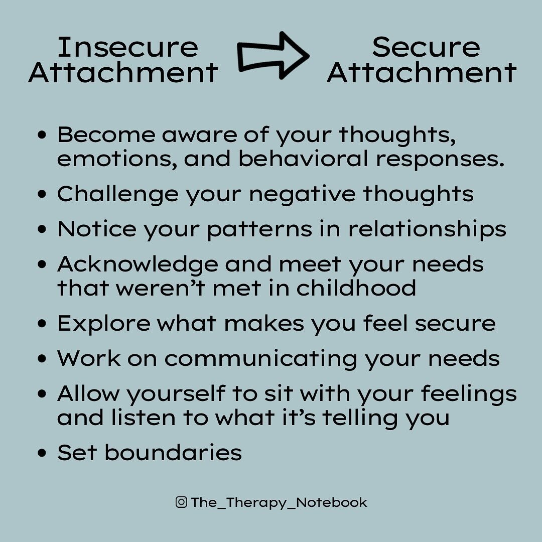 I&rsquo;ve posted on what insecure and secure attachment styles look like. Here are some tips on cultivating a secure relationships and attachments with loved ones.

My last tip that isn&rsquo;t included is the one I always share, which is to seek th