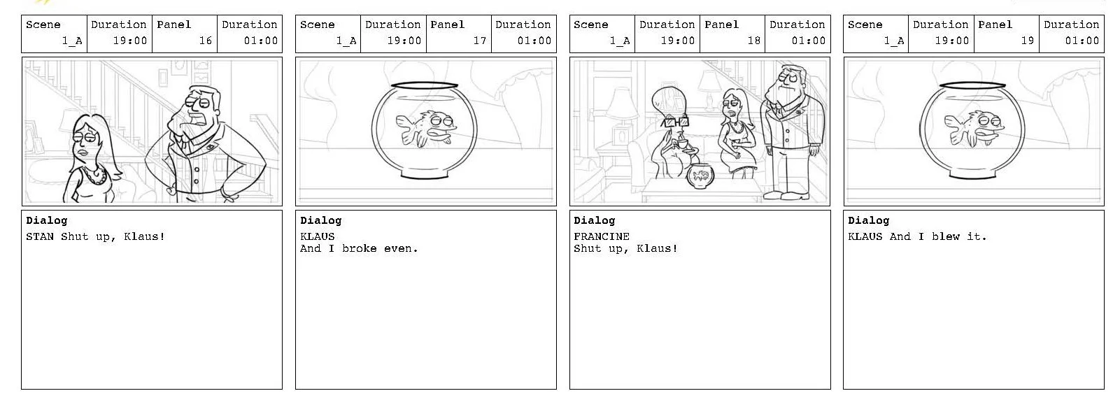 American Dad, Fox/Disney: storyboard, Toon Boom 