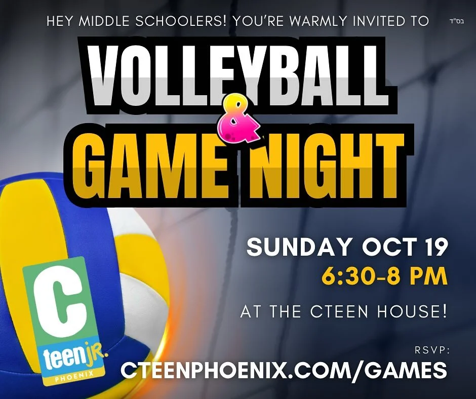 Middle schoolers! Come on down to the most epic CTeen House event yet for VOLLEYBALL and GAME NIGHT!! #middleschool #jewish #volleyball