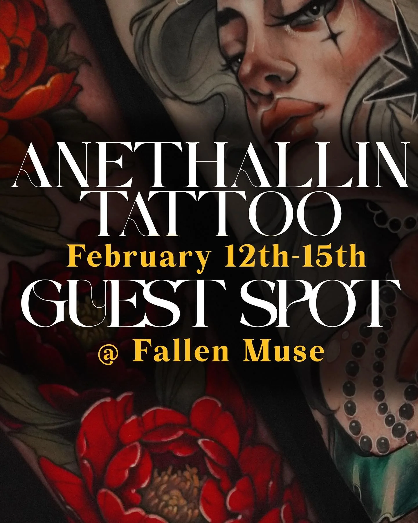 ‼️ ɢᴜᴇꜱᴛ ꜱᴘᴏᴛ ᴀʟᴇʀᴛ‼️ 
Next week I&rsquo;ll be hanging with some of my old mentors and the talented crew at @fallenmusetattoo ! Custom work welcome!! But since it&rsquo;s Valentines week, I drew up a couple of romantic inspired pieces, then decided I
