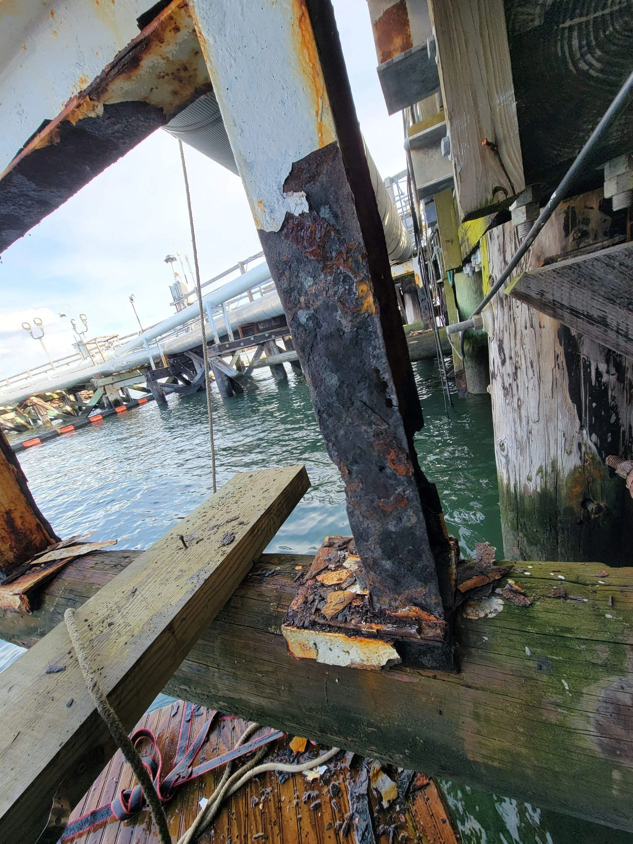 severe corrosion of pipe supports