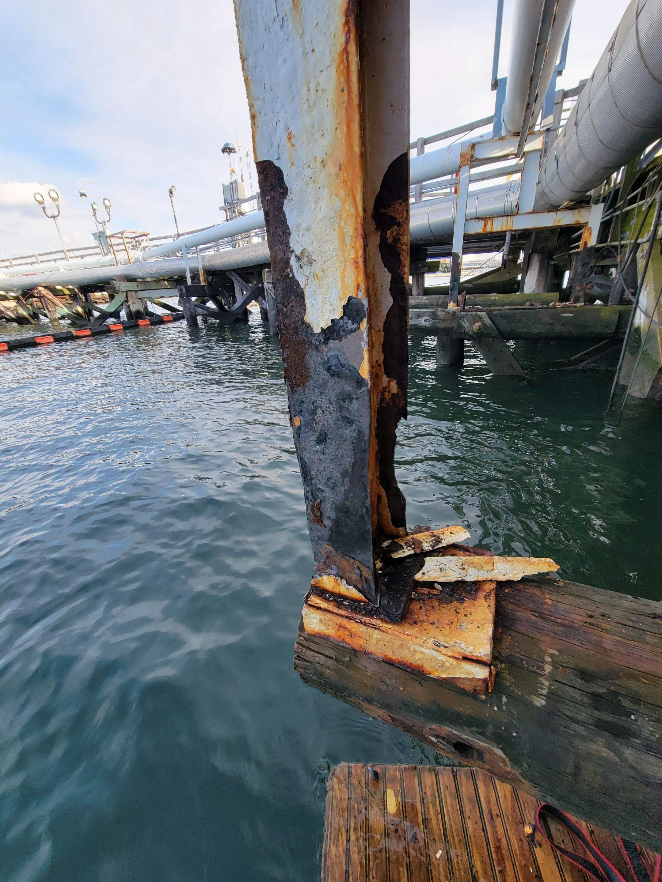 severe corrosion of pipe support
