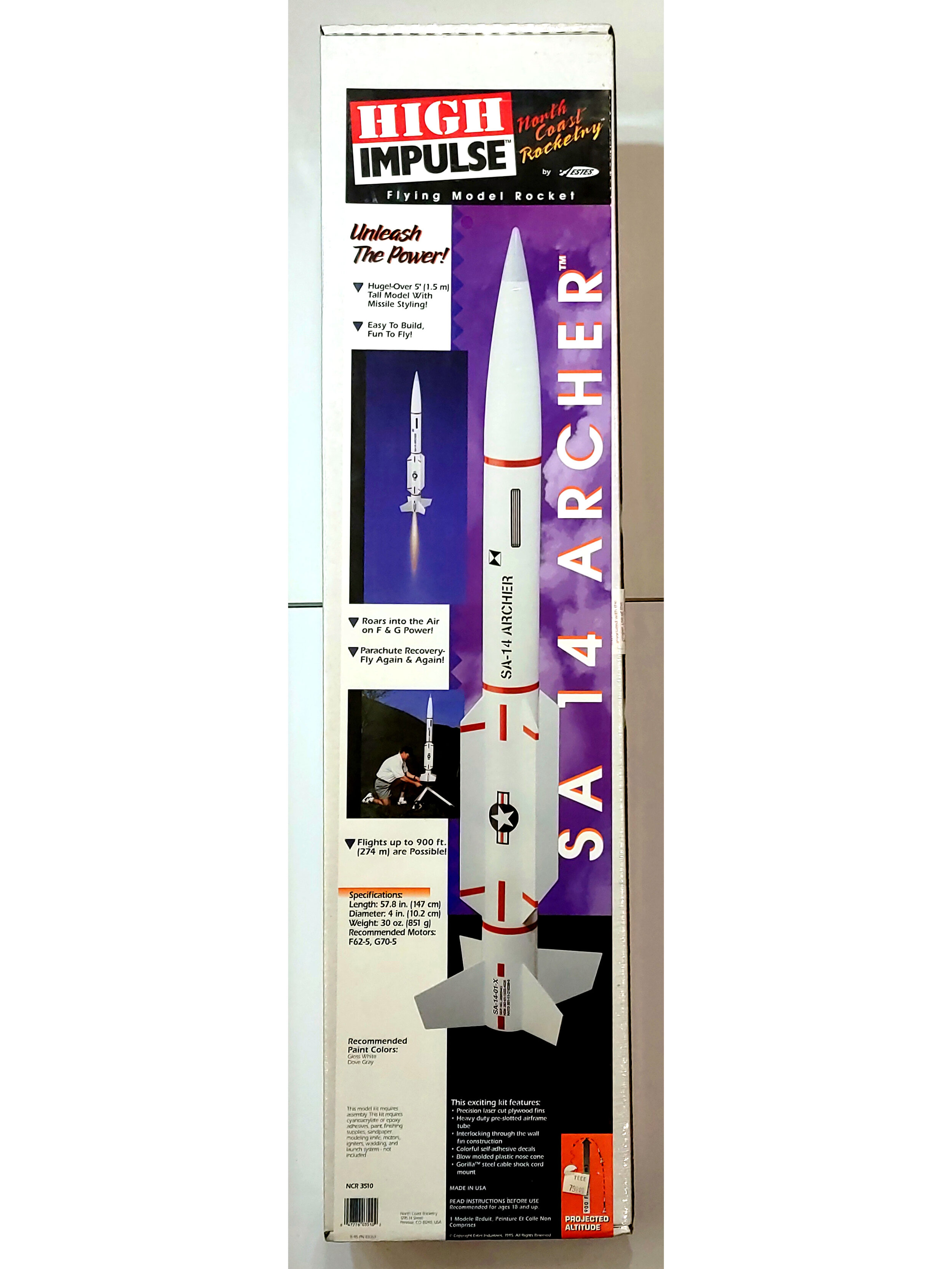 North Coast Rocketry Flying Model Rocket Kit SA-14 Archer 
