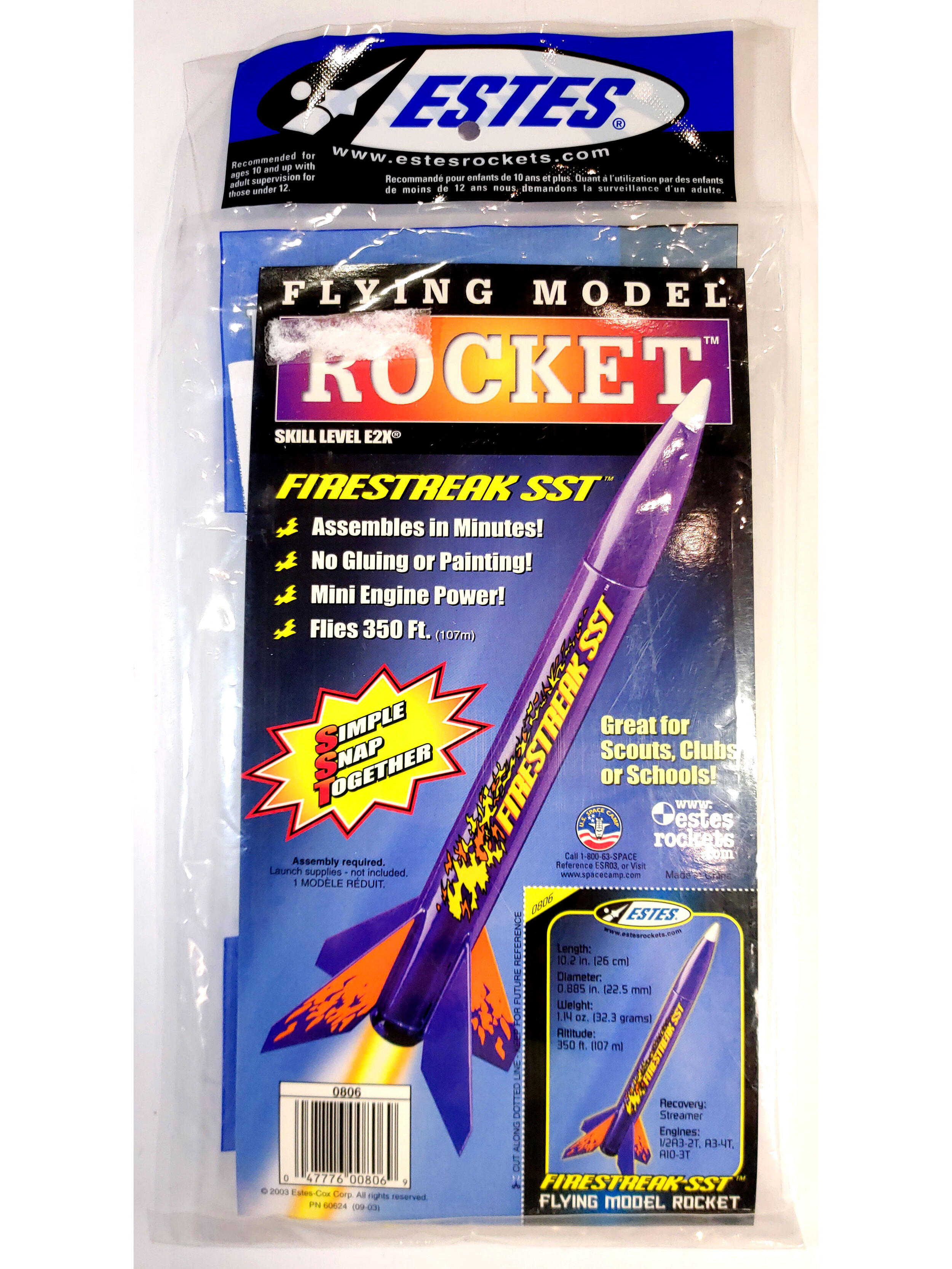 Estes Firestreak SST Rocket Kit,1 Single Bulk Kit,New  