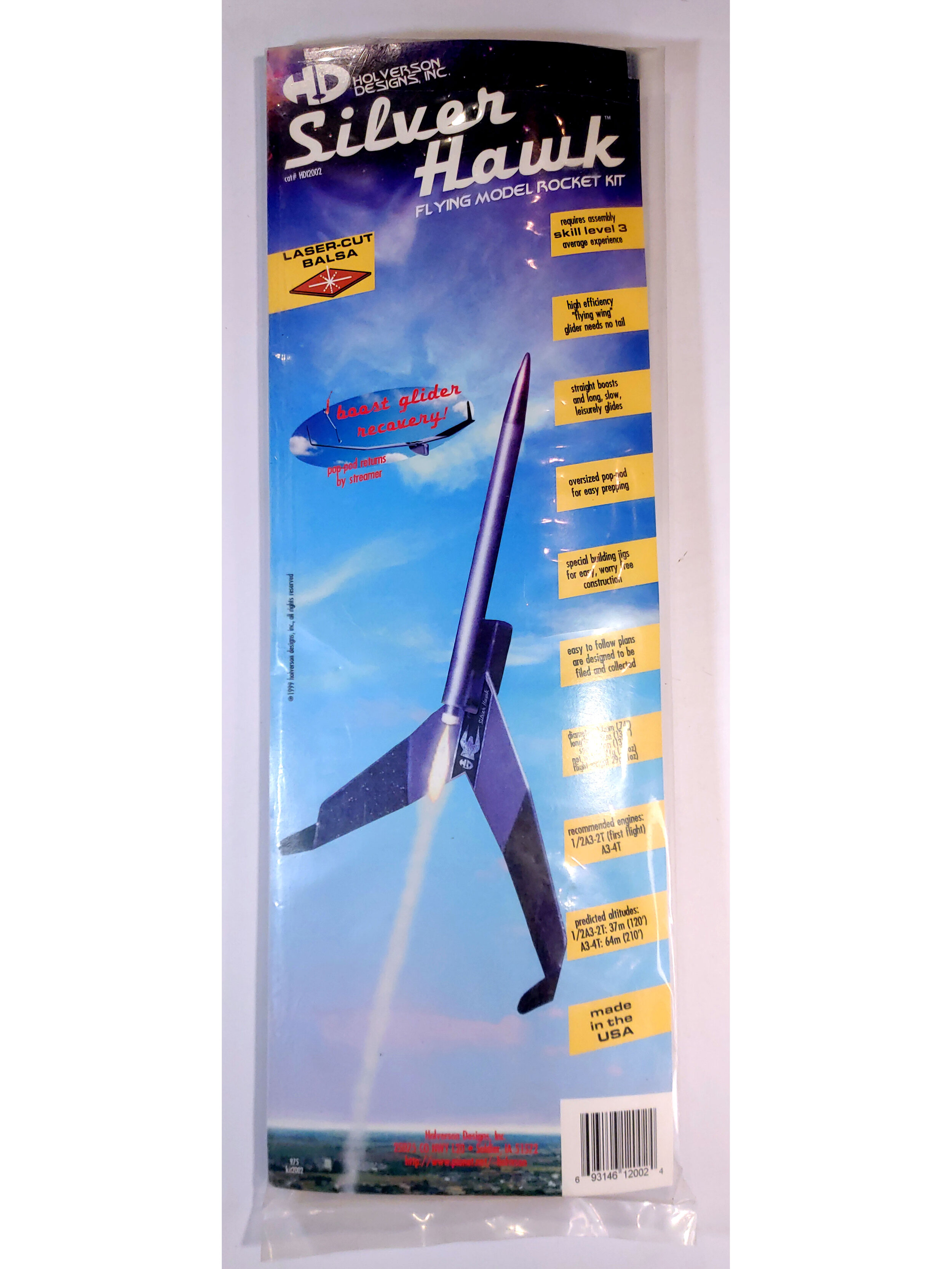 Holverson Designs Silver Hawk Flying Model Rocket Laser Cut Balsa #1202 for sale online 