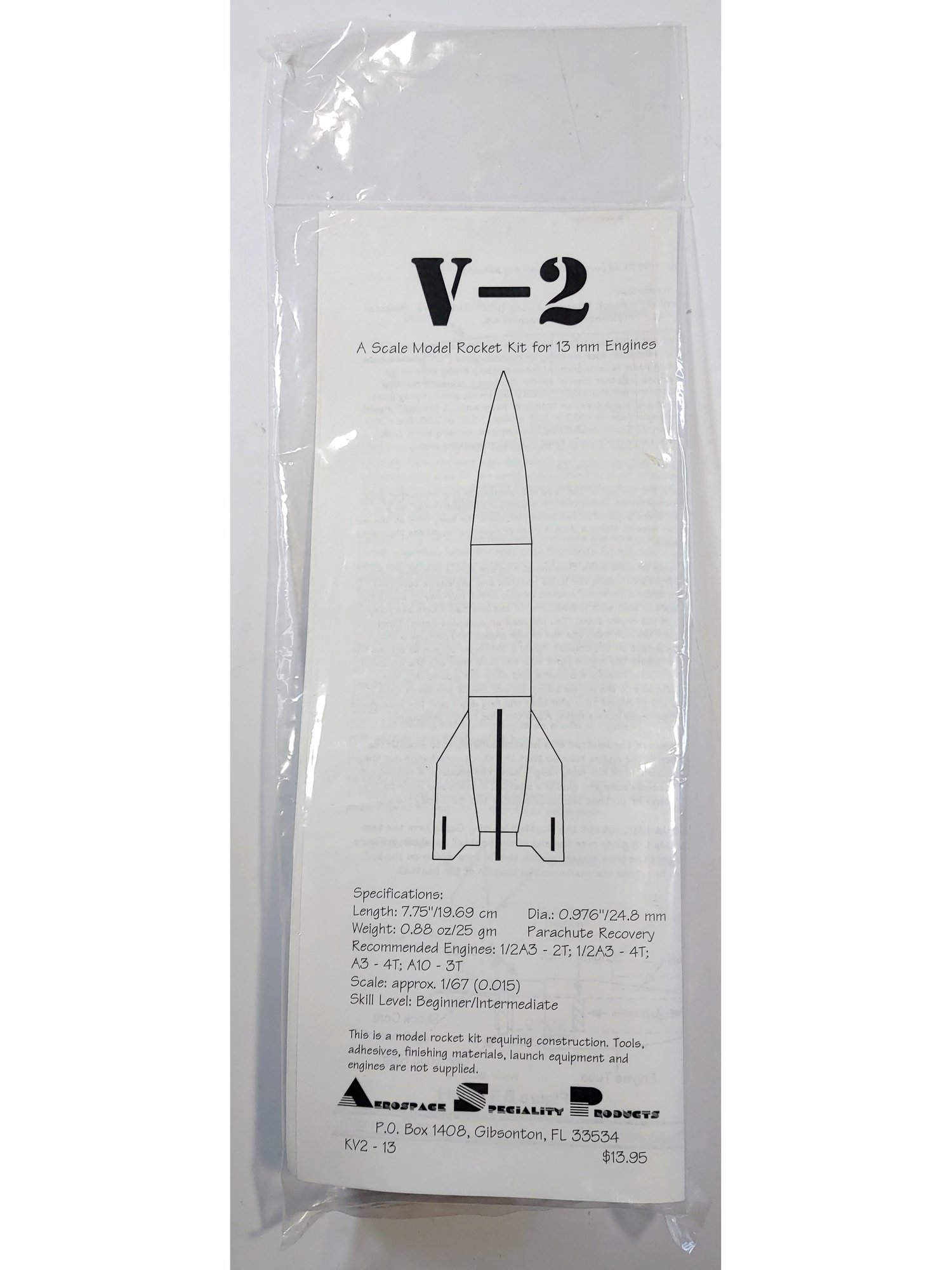 Buy ASP V-2 (13 mm) Flying Model Rocket Kit - #KV2-13 — Launch Lab