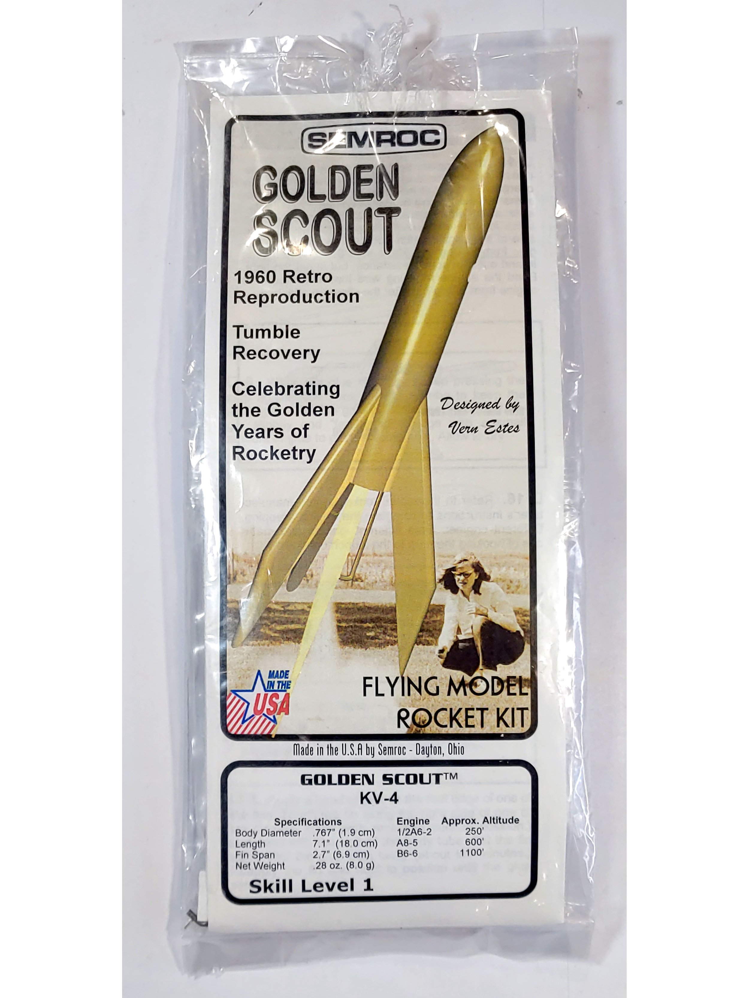 Semroc Flying Model Rocket Kit Golden Scout KV-4 