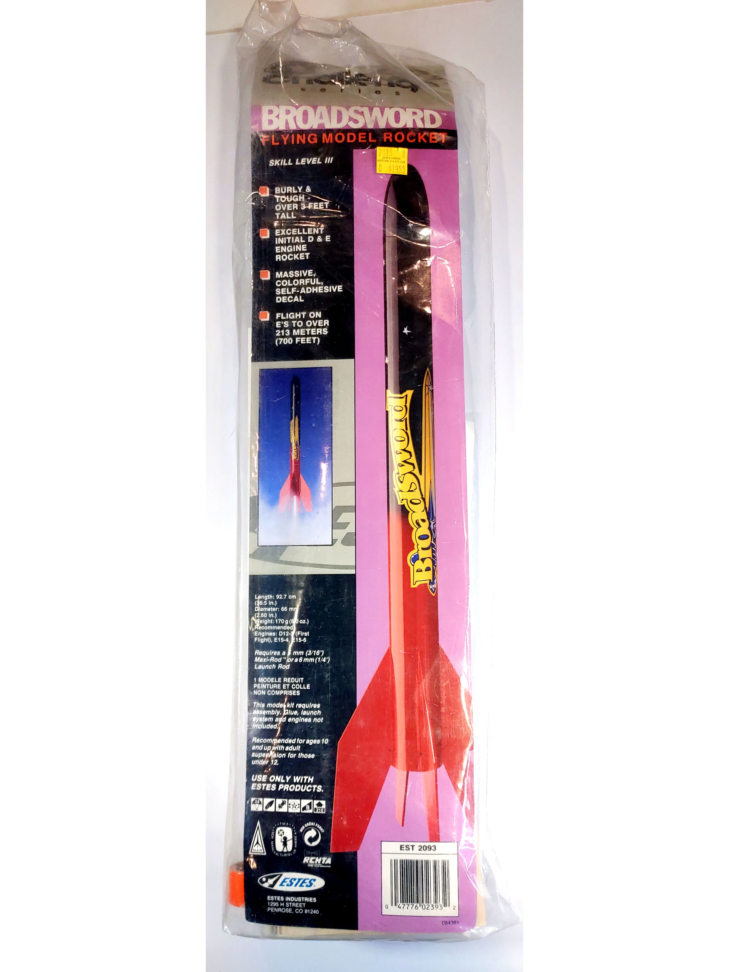 Super Neon XL & Fletcher One Lot of 2 VERY tall Estes Flying Model Rocket Kits 