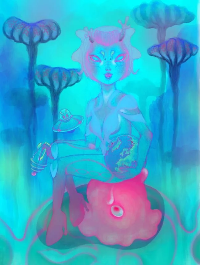 "underspace" 2025; colored pencil, colored digitally