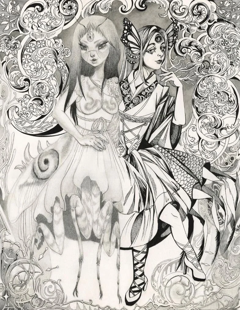 "Etude Du Tendu" 2023 collab with Sunny Jin; ink and graphite