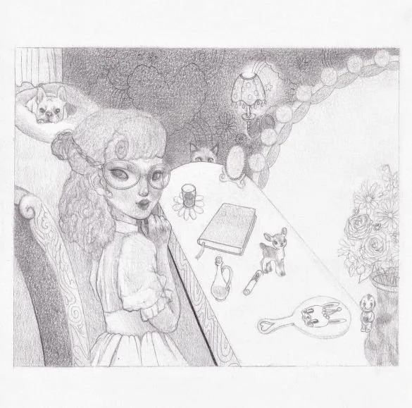 "My Room" 2023; graphite