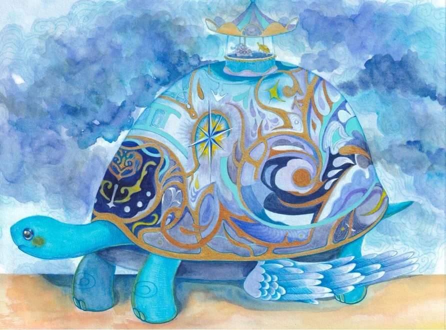 "Adamantoise" 2025; watercolor, and colored pencil