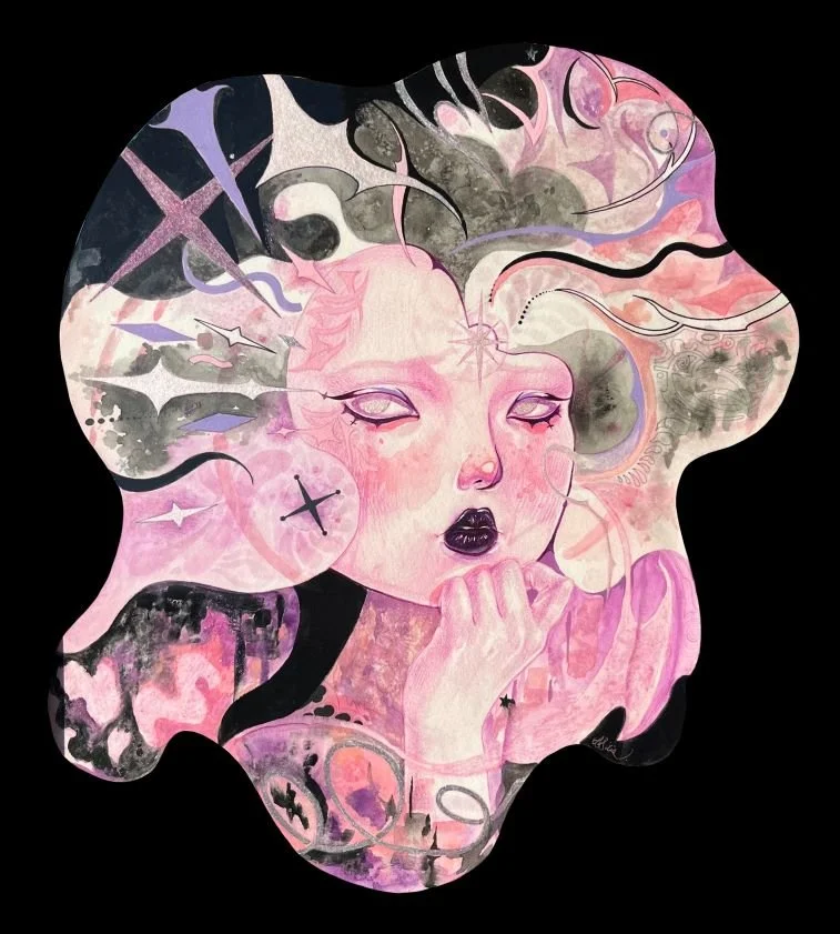 "Stellar" 2023; colored pencil, watercolor, and acrylic gouache