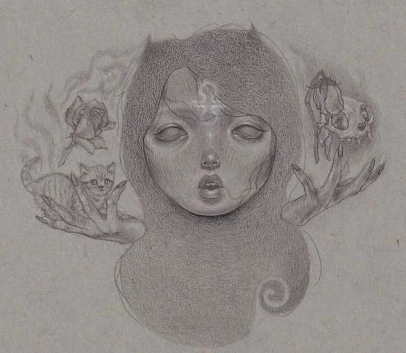 "Witchy"2023; colored pencil