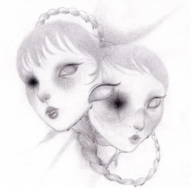 "splice" 2025; colored pencil and graphite