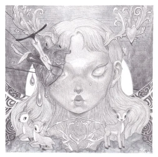 "Bittersweet" 2021; graphite, colored pencil, and gouache; my own dtiys