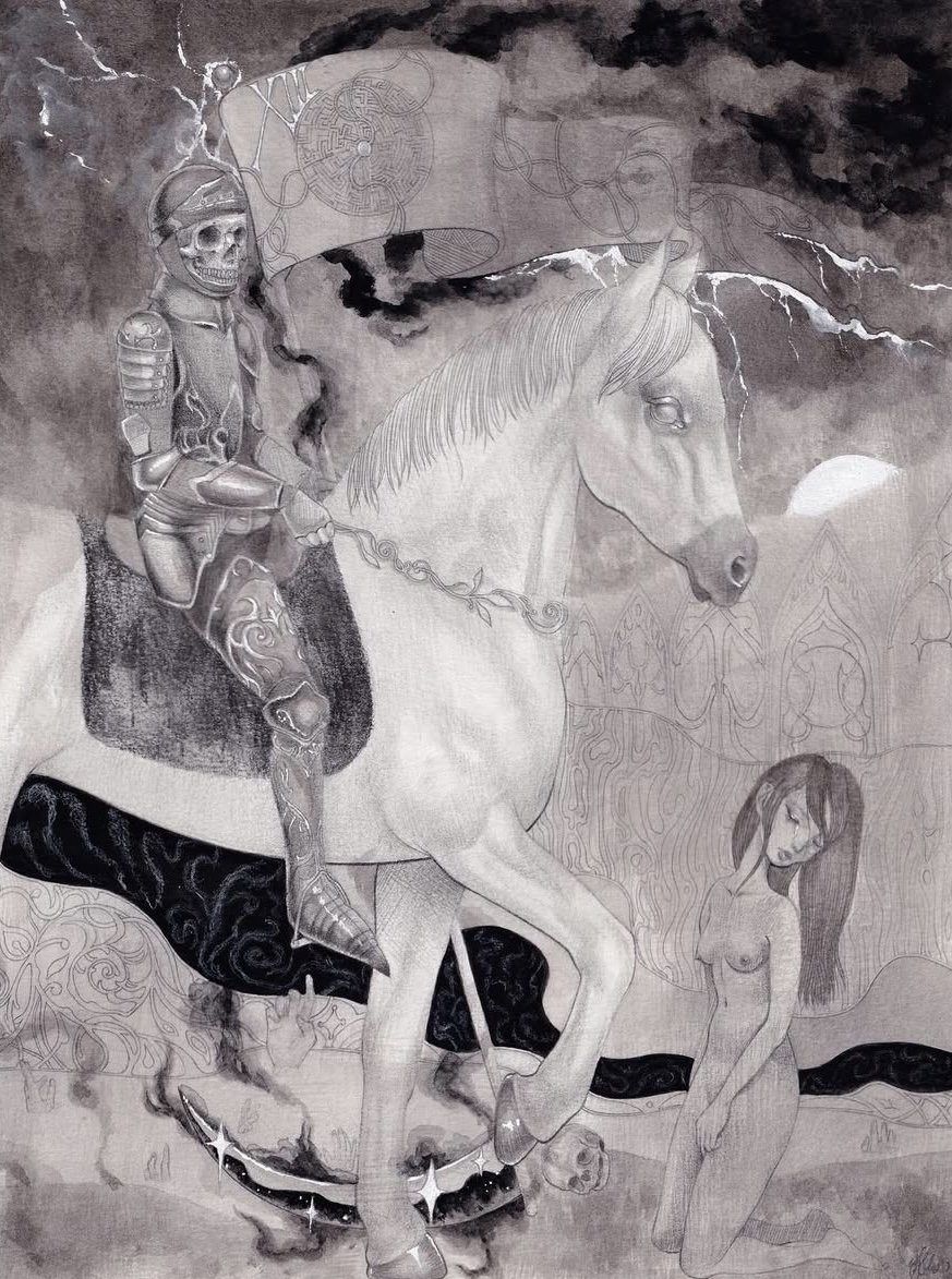 "Death" (tarot) 2023; graphite, watercolor, and acrylic gouache