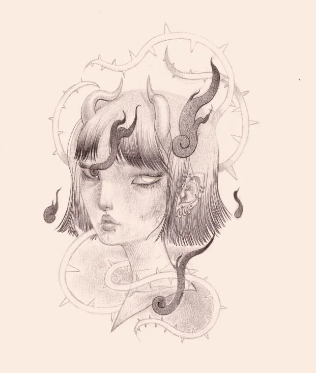 "Nightshade" 2024; colored pencil