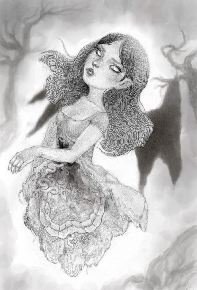 "nagmumulto" 2025; colored pencil, graphite and colored digitally