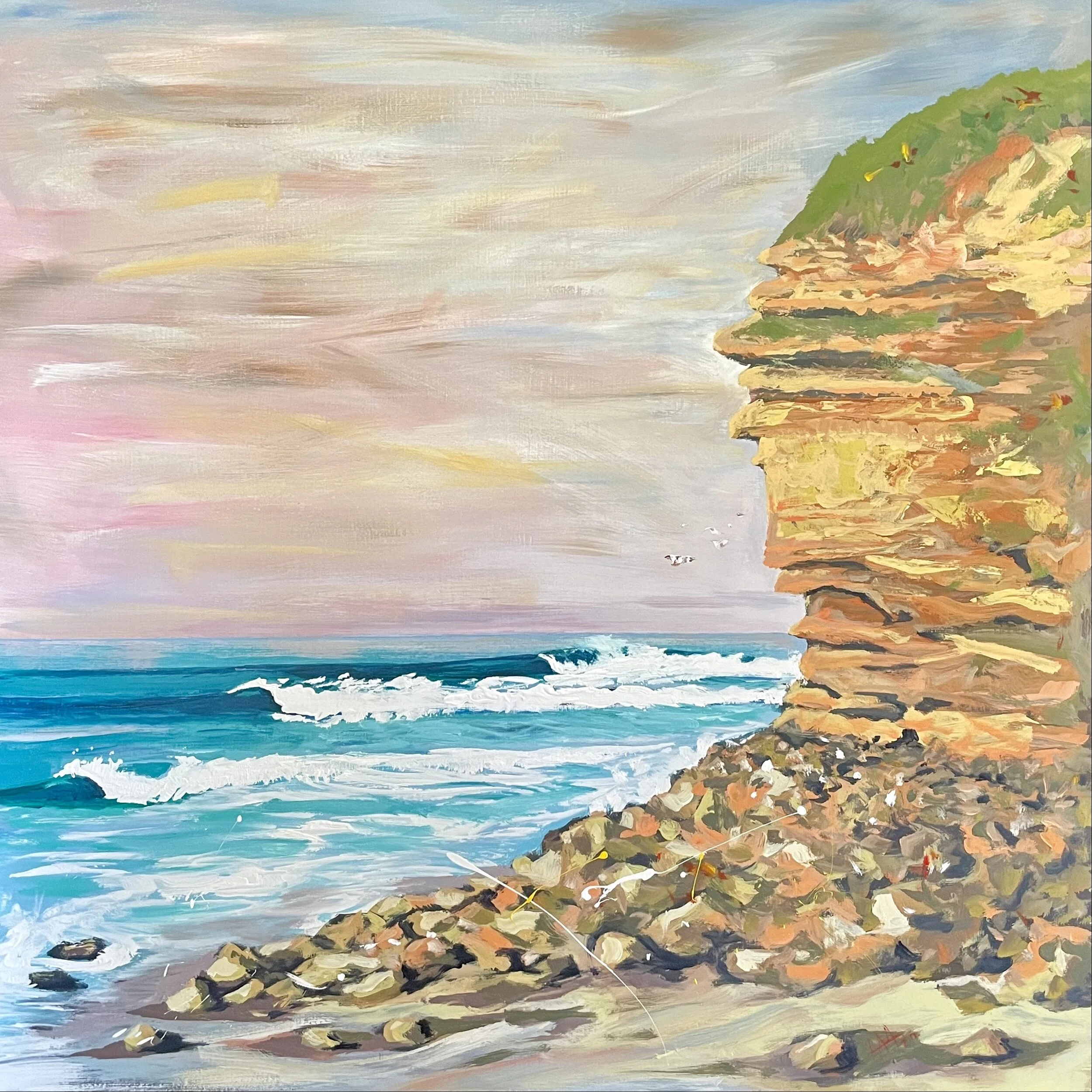 Bells Beach / Rocks. 1200 x 1200mm, acrylic on board. POA