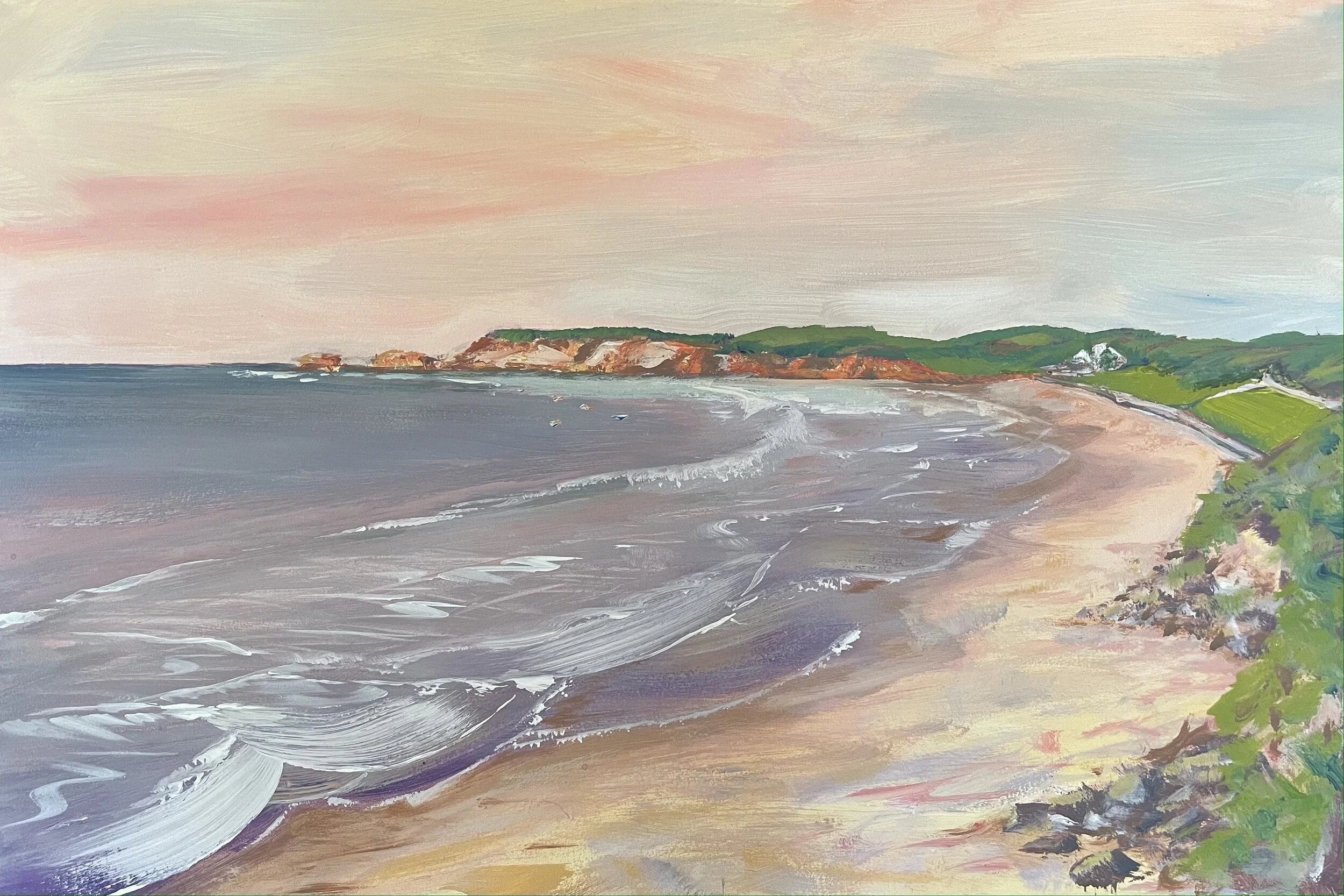 Back Beach, 760 x 500 mm, acrylic on board, unframed, $550.