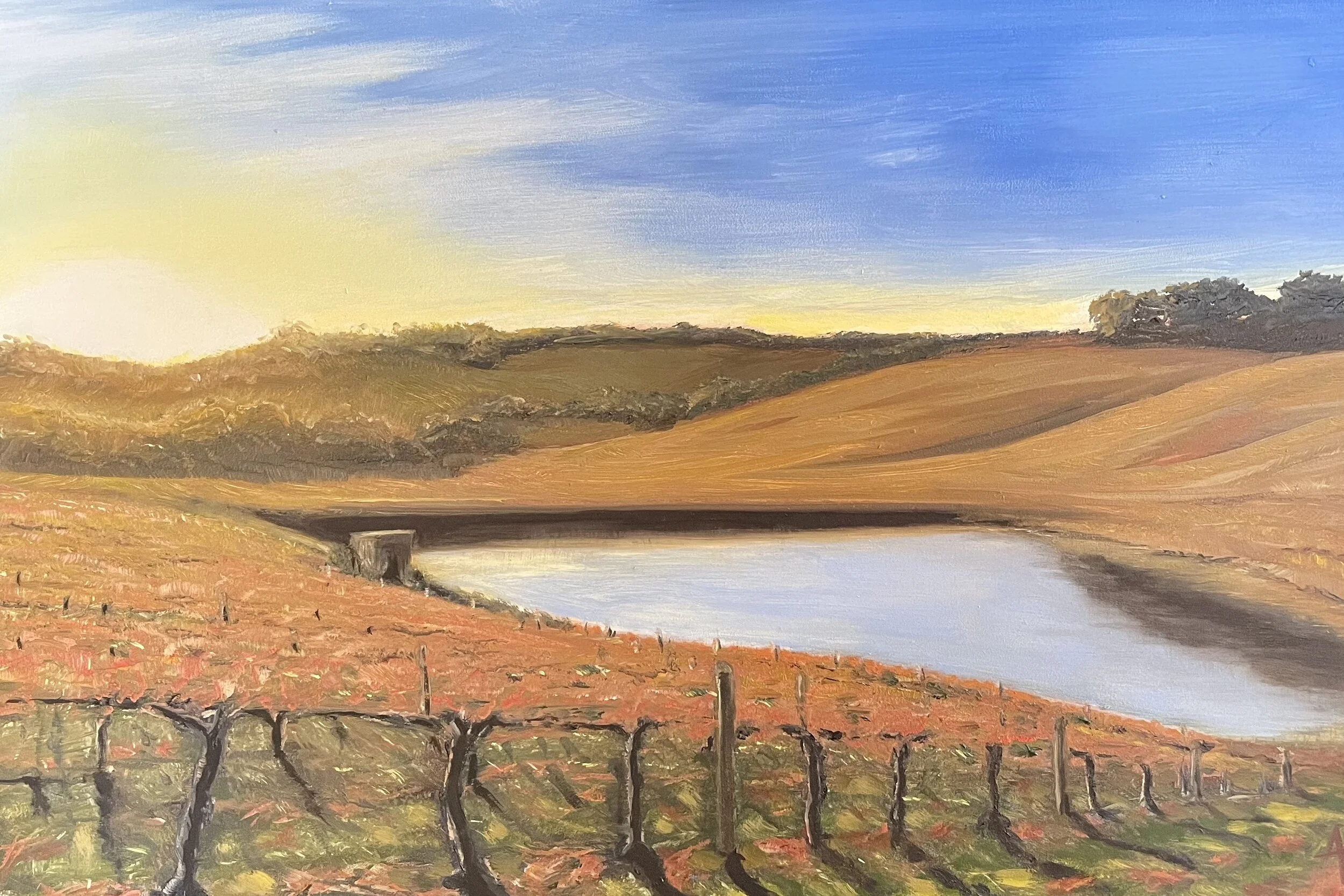 Old Block Sunset, 600 x 400  mm, oil on board, unframed. SOLD.