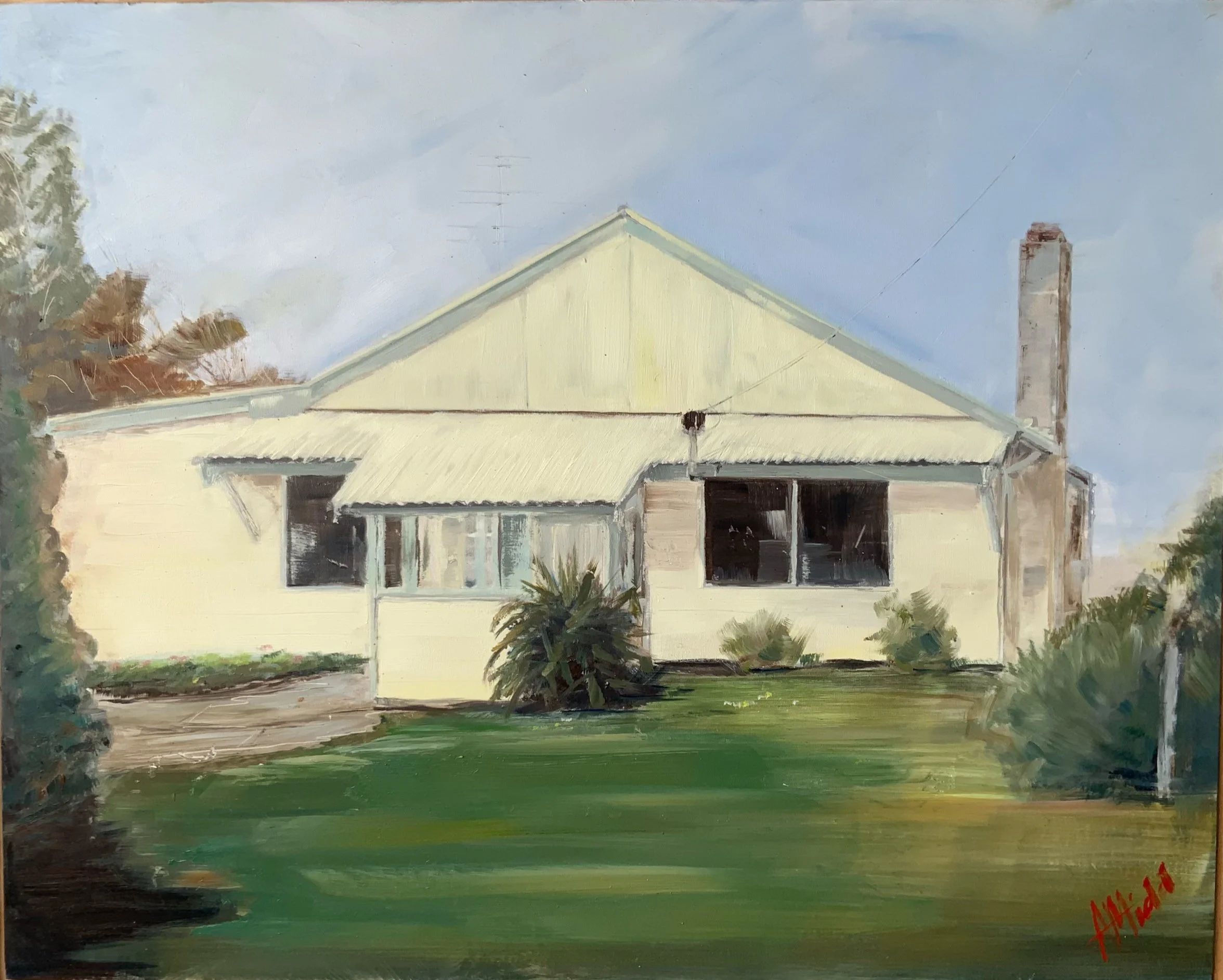 Lemon sorbet fibro, 340 x 440, oil on board, framed. SOLD.
