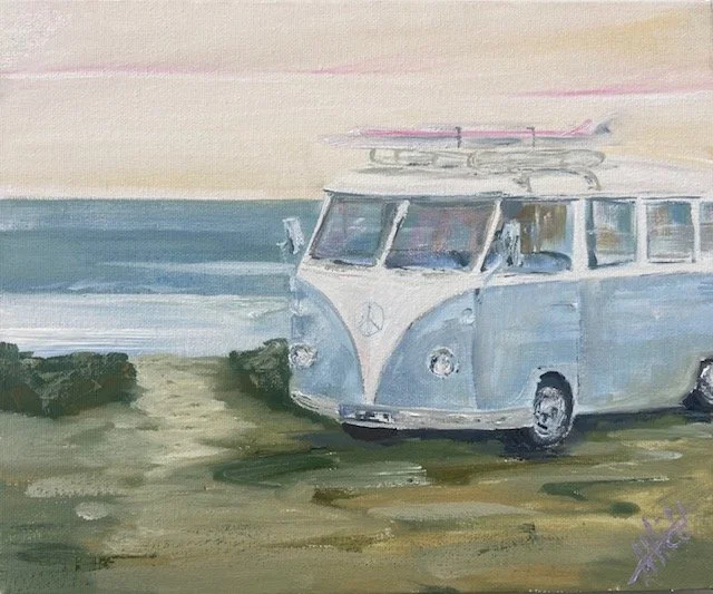 Victorian Kombi: 'Last surf at Urquhart's Bluff on the Great Ocean Road'. SOLD. 