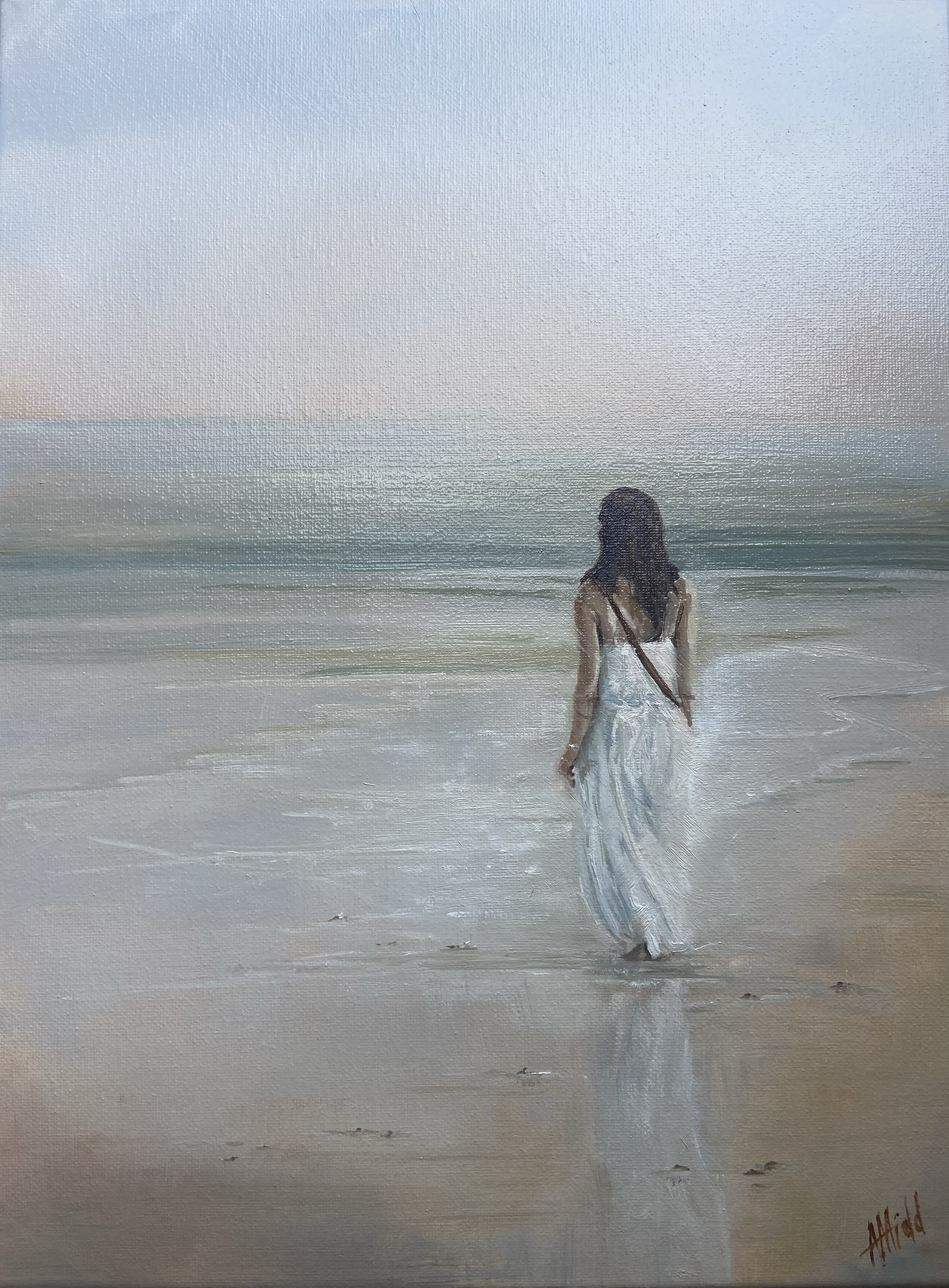 'Ocean trance', A4, oil on canvas, unframed. SOLD.