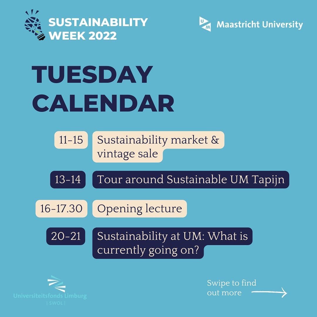 #Sustainabilityweek2022 We are honoured and extremely happy to present you the months of hard work that KAN Party with @greenofficemaastricht has been preparing. Get ready for an exciting sustainability week 🌳🌍. 

Here is our calendar for the 19th 