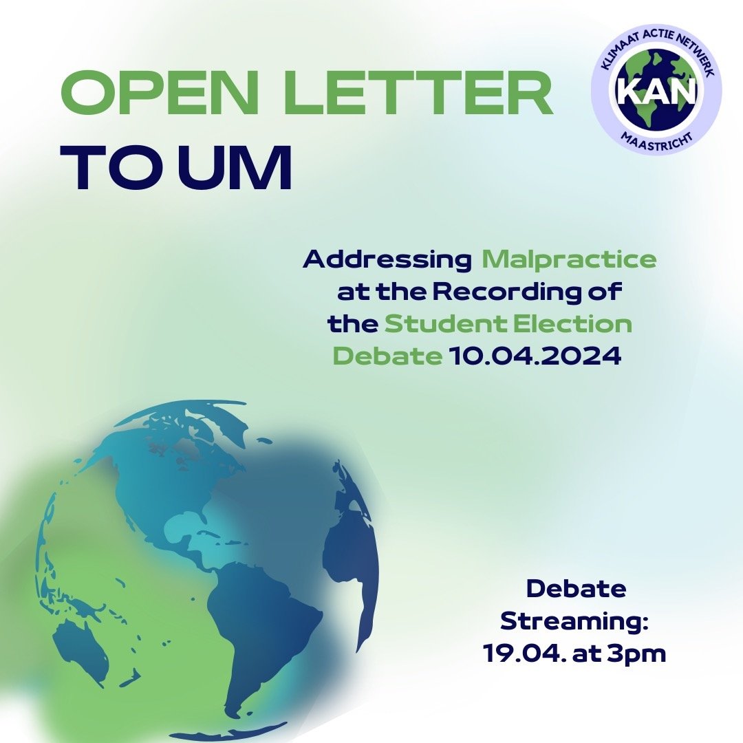 As KAN party, we are sharing an open letter to Maastricht University regarding malpractice during the annual student election debate recording. It has come to our attention that a Novum candidate was present in the control room, heavily influencing t