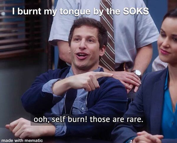 Is listening to our song &ldquo;I burnt my tongue&rdquo; going to burn your tongue? No. But it is fire. #selfburn #fire #brooklyn99meme #brooklyn99 #99 #kindie #kindiemusic #newmusic #parenting #parentinghacks #dadlife #momlife