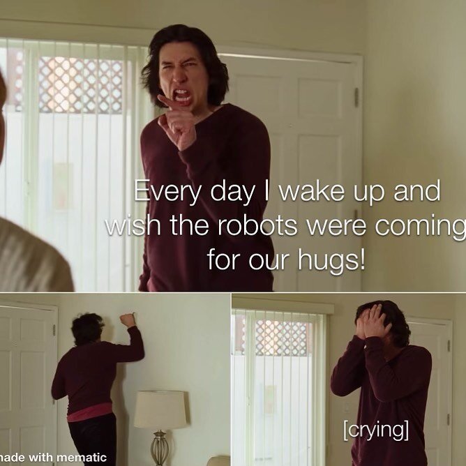 We hear ya @adamdriver_official . But, would it make you happy to know that we have a song about robots wanting hugs? It&rsquo;s pretty great. And calming. Seriously, calm down #adamdriver . 

#marriagestory #adamdriver #scarlettjohansson #kindiemusi