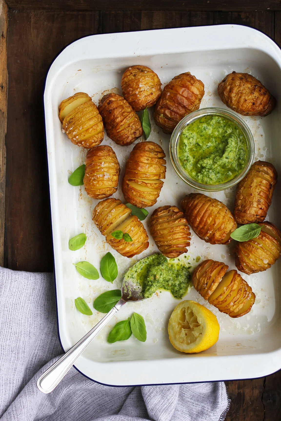 Hasselback Potatoes with Pesto