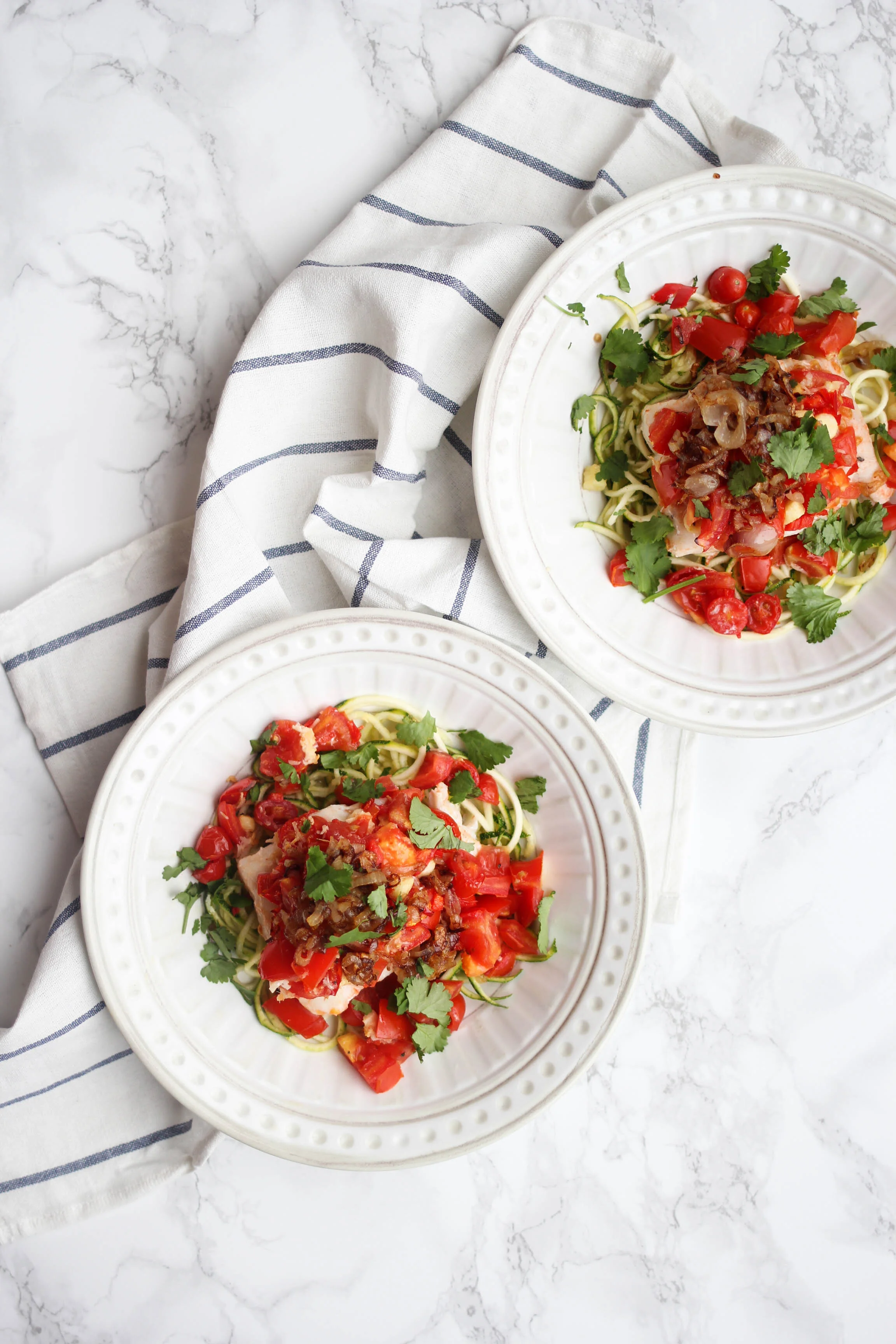 Ginger & Tomato Baked Cod with Lime Courgetti